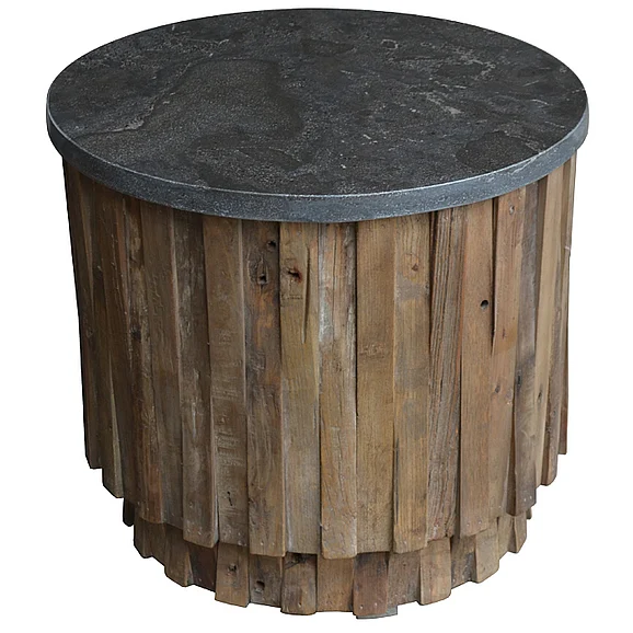 Meva Furniture Wynn Soapstone Top Accent Table in Wood/Black