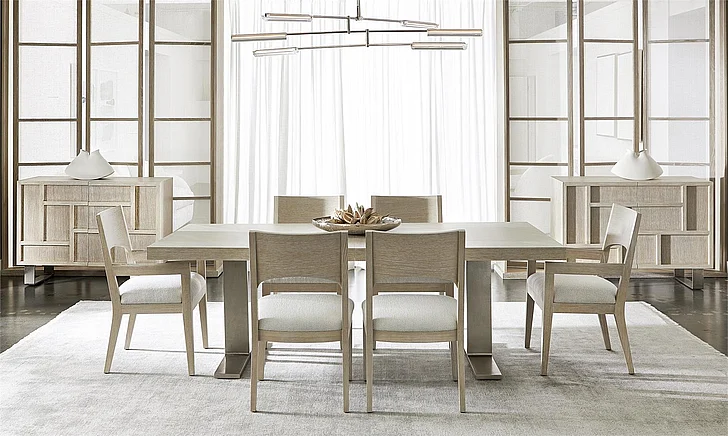 Bernhardt Solaria 7pc Rectangular Dining Set in Dune/Fossil - SET B