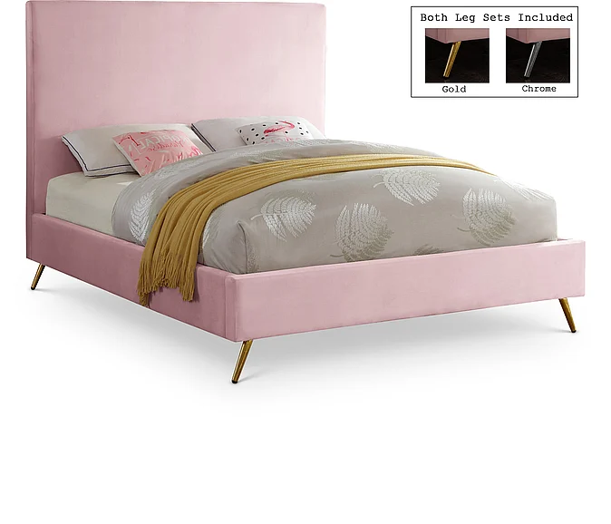 Meridian Jasmine Velvet King Bed in Pink Velvet JasminePink-K