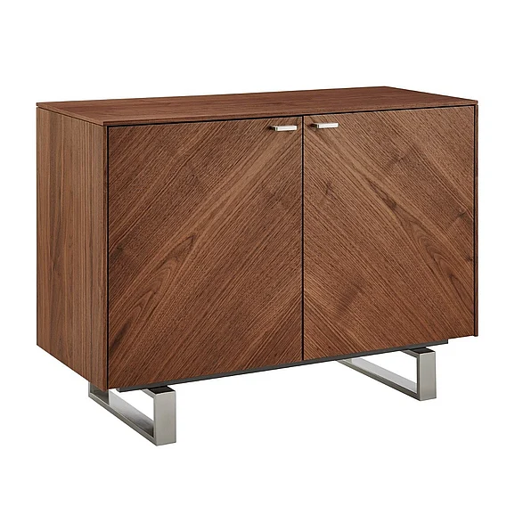 Euro Style Alvarado Sideboard in Walnut with Brushed Stainless Steel Legs 31064-WAL