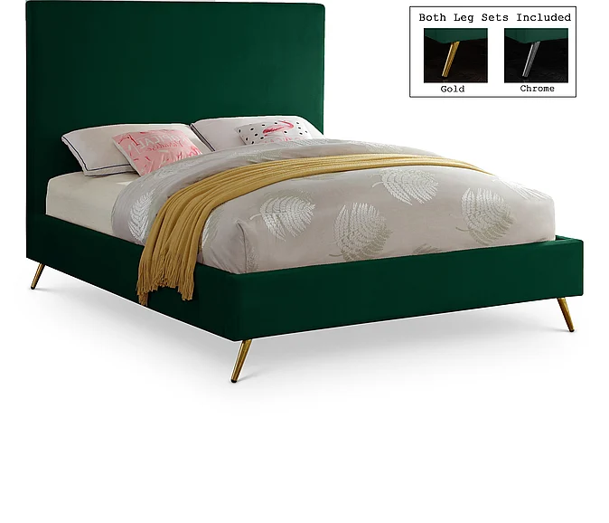 Meridian Jasmine Velvet King Bed in Green Velvet JasmineGreen-K