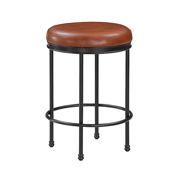 Comfort Pointe Montecarlo Caramel Faux Leather and Metal Backless Counter Height Stool 3112-025C