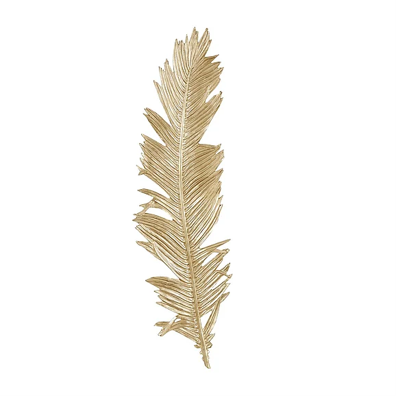 UMA Gold Polystone Bird Large Metallic Feather Home Wall Decor, 14 x 2 x 47 | 31127