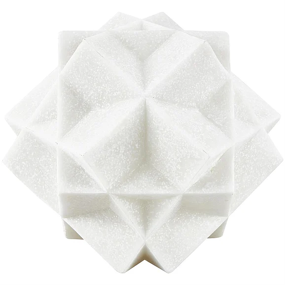 UMA White Polystone Geometric Dimensional Ball Decorative Sculpture with Speckled Texturing, 7" x 7" x 7" | 31132 CLOSEOUT