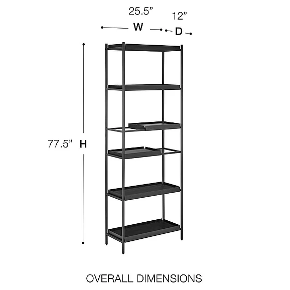 Euro Style Kumla 26" 6-Tier Shelving Unit in Black 31132BLK-KIT