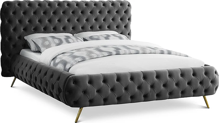 Meridian Delano Velvet King Bed in Grey Velvet DelanoGrey-K
