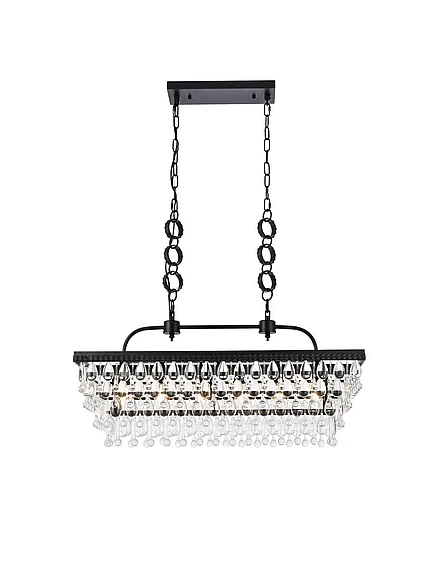 Elegant Nordic 32 In. Rectangle Pendant in Black 1219G32BK