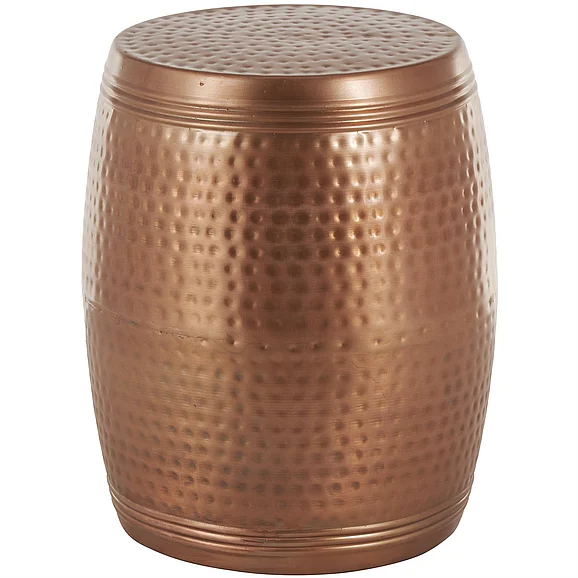 UMA Copper Metal Handmade Hammered Drum Side End Accent Table with Hammered Design, 14 x 14 x 19 | 31332