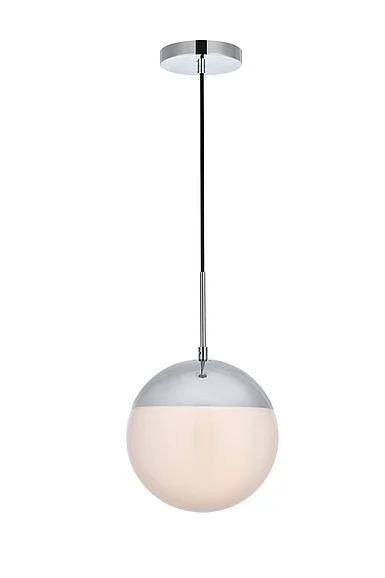 Elegant Eclipse 1 Light Chrome Pendant with Frosted White Glass LD6034C