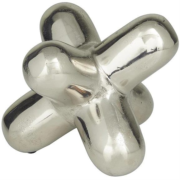 UMA Silver Aluminum Metal Abstract Jack Decorative Sculpture, 8" x 8" x 7" | 31653 CLOSEOUT