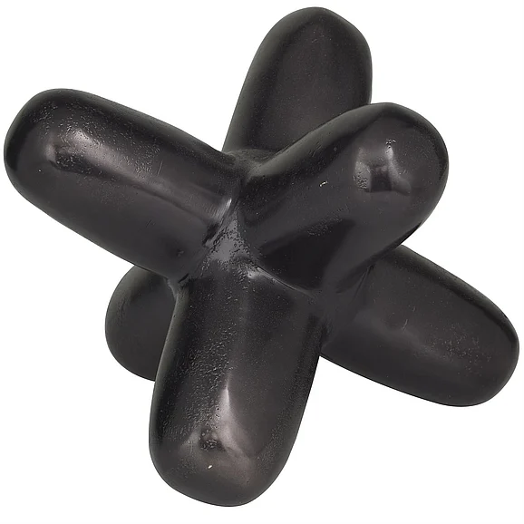 UMA Black Aluminum Metal Abstract Jack Decorative Sculpture, 10" x 10" x 8" | 31658 CLOSEOUT