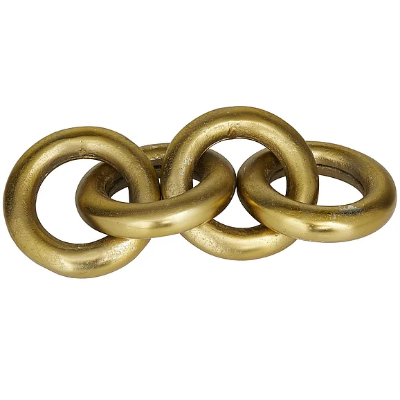 UMA Gold Aluminum Metal Chain Decorative Sculpture, 16" x 6" x 3" | 31669 CLOSEOUT