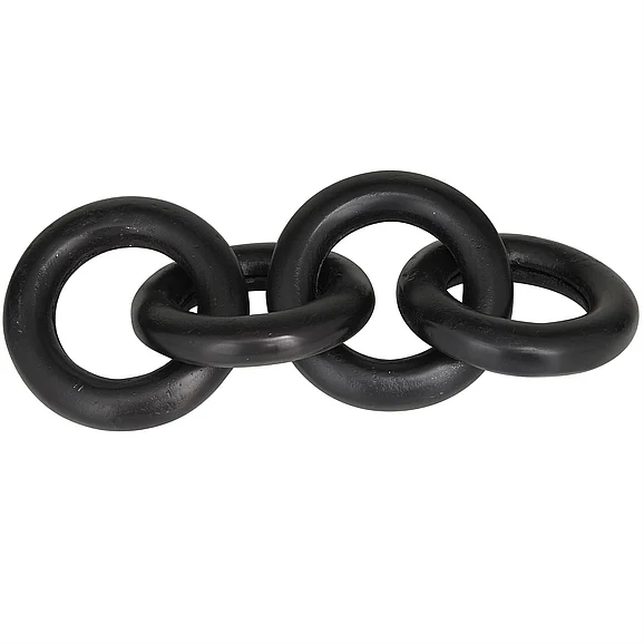 UMA Black Aluminum Metal Chain Decorative Sculpture, 16" x 6" x 3" | 31670 CLOSEOUT