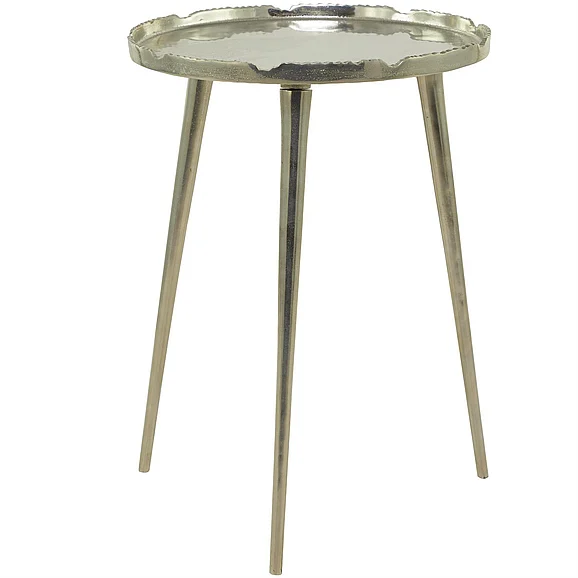 UMA Silver Aluminum Metal Side End Accent Table with Tray Top, 15" x 16" x 21" | 31680 CLOSEOUT