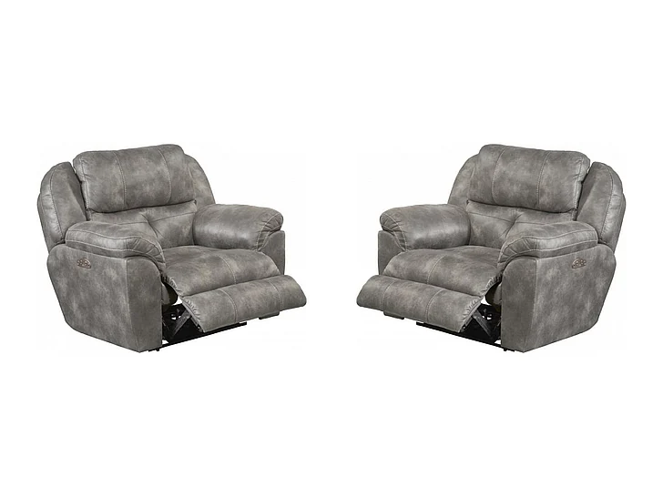 Catnapper Ferrington Power Headrest Power Lay Flat Recliner in Steel (Set of 2)