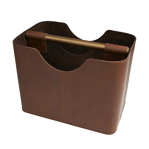 UMA Brown Leather Decorative Magazine Holder with Divided Inside, 16 x 10 x 12 | 31698