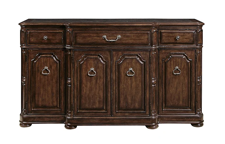 Bernhardt Normandie Manor Buffet with Acid Washed Stone Set in Caffe Brown 317-132 PROMO