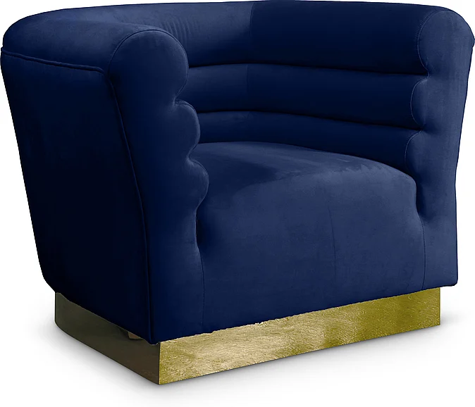 Meridian Bellini Velvet Chair in Navy Velvet 669Navy-C