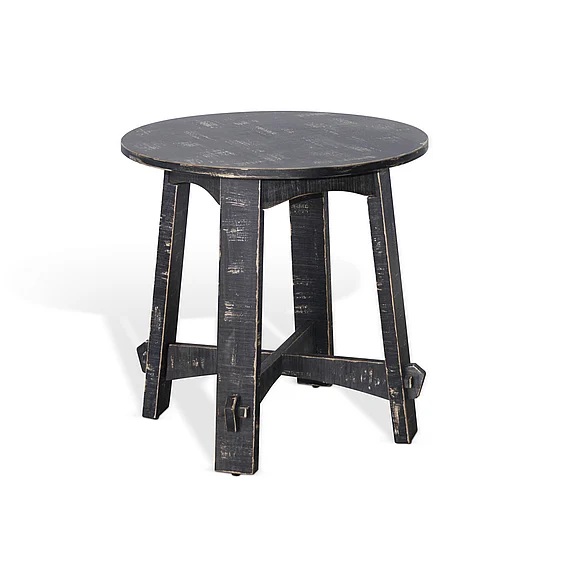 Sunny Designs Marina Marina Farmhouse Mahogany Wood End Table in Black Sand in Black Sand 3172BS-E