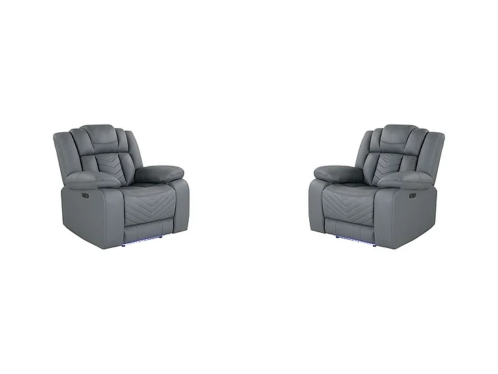 Global Furniture U7068 Power Recliner with LED in Light Grey U7068-GREY 10-PR W/ LED (Set of 2)