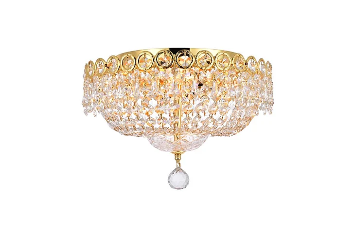 Elegant Century 4 Light Gold Flush Mount Clear Royal Cut Crystal V1900F14G/RC