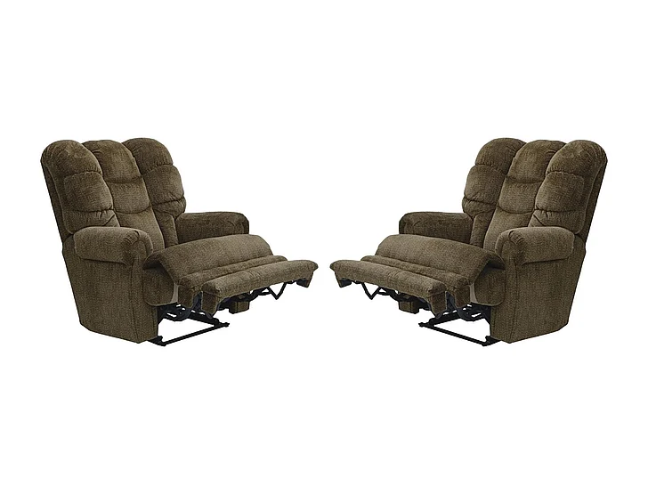 Catnapper Malone Power Lay Flat Recliner w/ Extended Ottoman in Truffle (Set of 2)