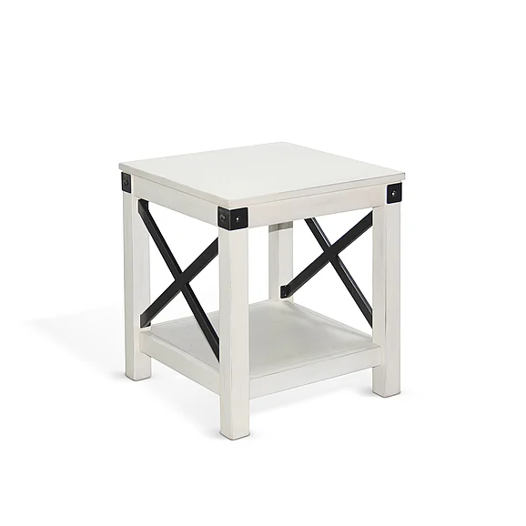 Sunny Designs Bayside Bayside White Wood End Table in Marble White 3185MW-E CLOSEOUT