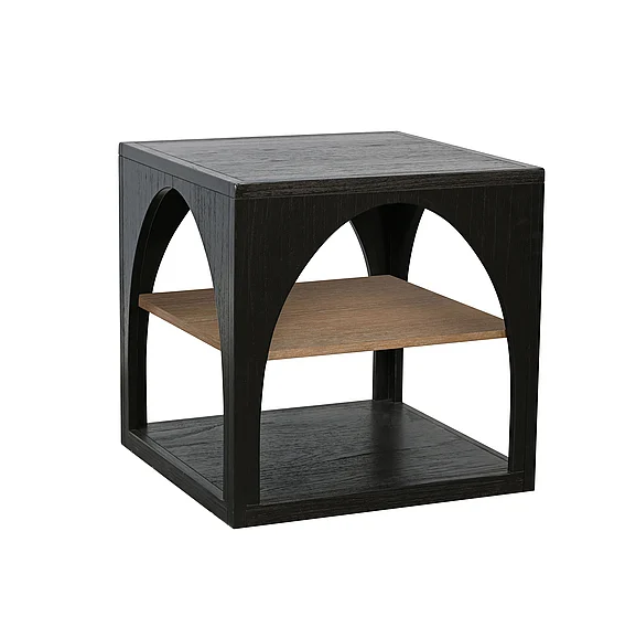 Sunny Designs Modern Modern Wood End Table with Arched Open Shelf Design in Umbra/Oak Grove 3198UO-E