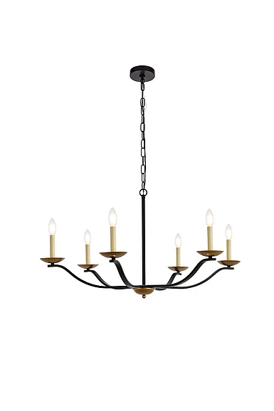 Elegant Trey 36 In. Pendant in Black and Brass LD641D36BRK CLOSEOUT