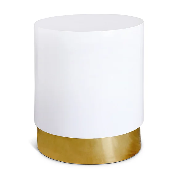 Meridian Deco End Table in White/Gold 215-E