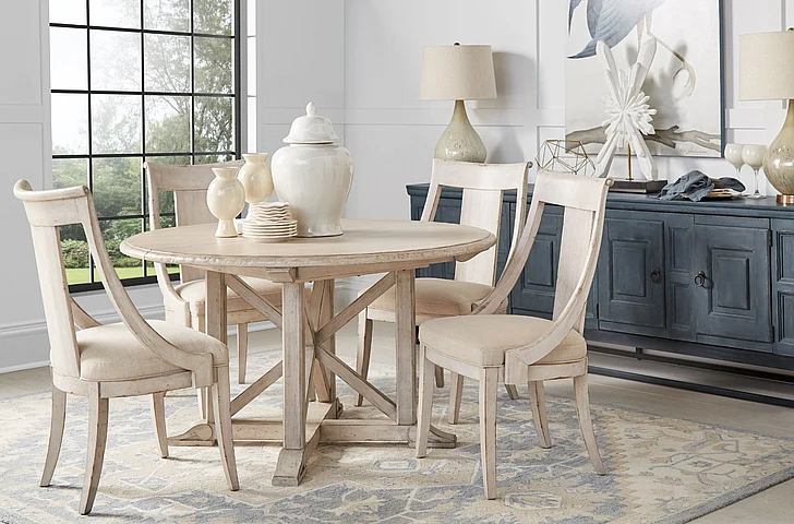 A.R.T. Furniture Alcove 5-Piece Round Dining Table Set in Belgian Ivory CODE:UNIV26 for 26% Off
