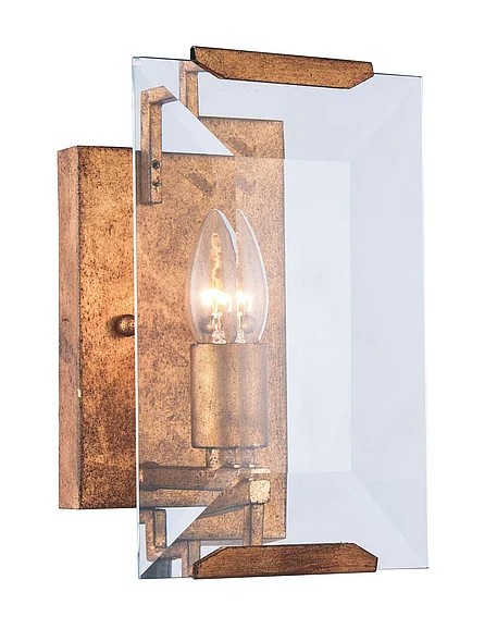 Elegant Monaco 1 Light Golden Iron Wall Sconce Glass Crystal 1212W6GI