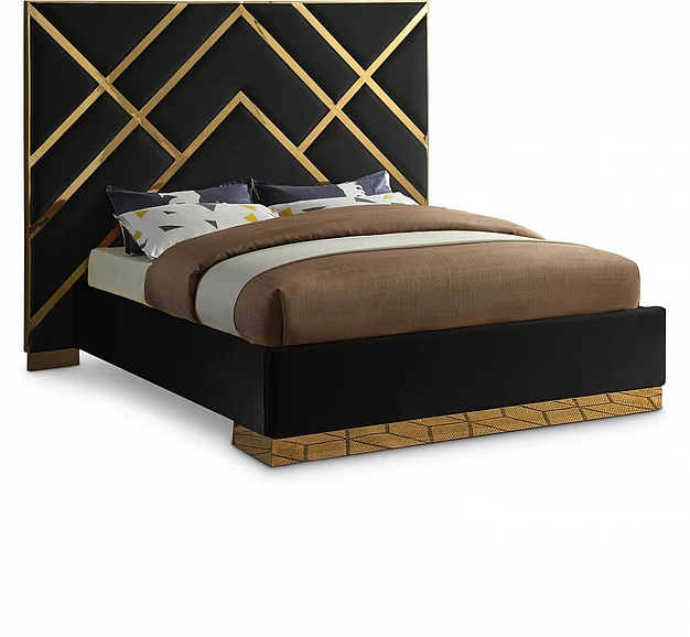 Meridian Vector Velvet King Bed in Black Velvet VectorBlack-K