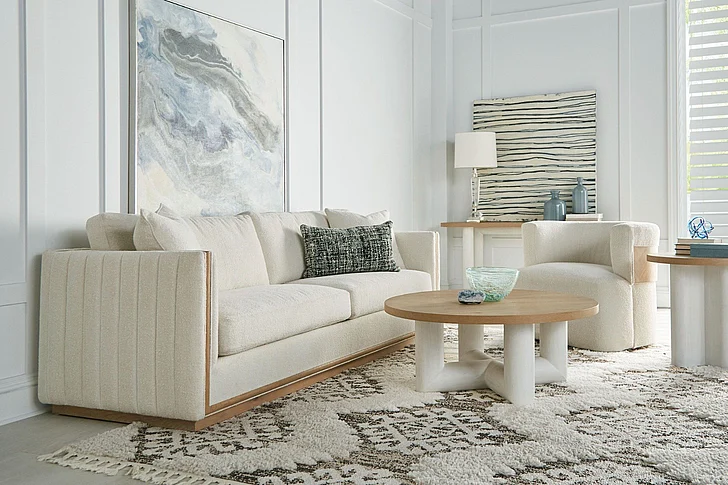 A.R.T. Furniture Garrison 2-Piece Round Occasional Table Set in Washed Oak and Emory White CODE:UNIV26 for 26% Off