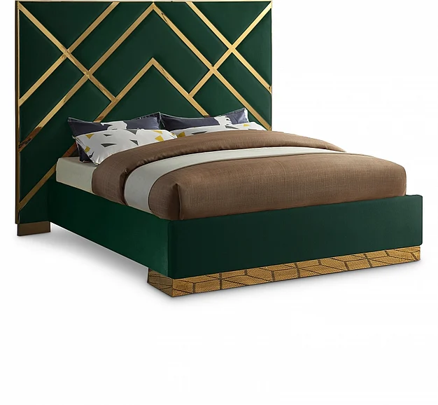Meridian Vector Velvet King Bed in Green Velvet VectorGreen-K