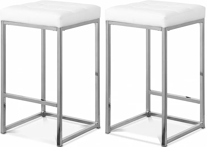 Meridian Nicola Faux Leather Counter Stool in White Faux Leather 905White-C