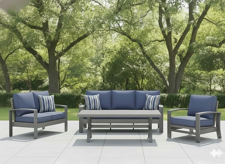 Dillon Beach 2pc Outdoor Sofa Set in Blue/Gray