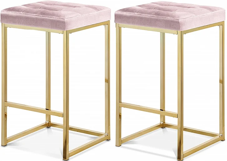 Meridian Nicola Velvet Counter Stool in Pink Velvet 906Pink-C