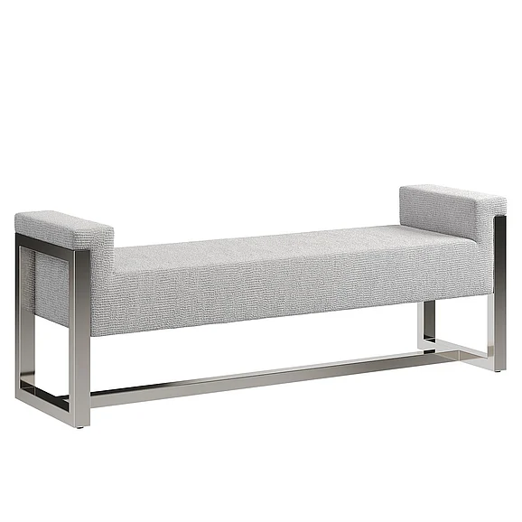 Bernhardt Stratum Fabric Bench in Polished Nickel 325508 PROMO