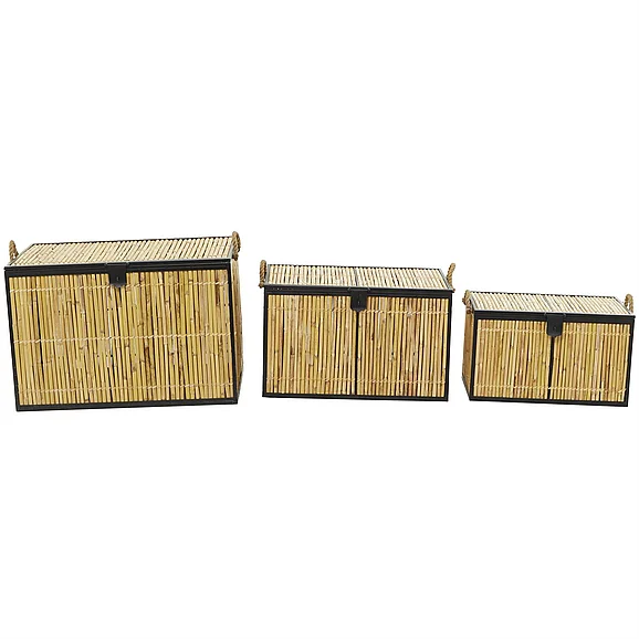 UMA Light Brown Rattan Handmade Nesting Decorative Trunk, Set of 3 25, 21, 18W | 32592 CLOSEOUT