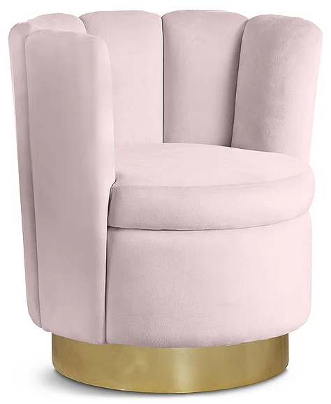 Meridian Lily Velvet Accent Chair in Pink Velvet 578Pink