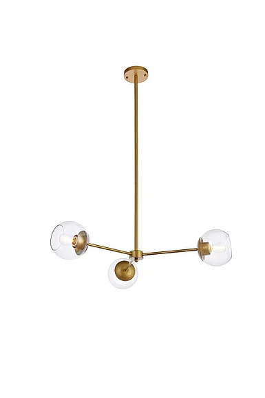 Elegant Briggs 32 In. Pendant in Brass with Clear Shade LD646D32BR CLOSEOUT