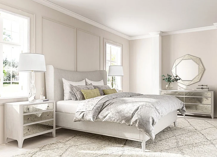 A.R.T. Furniture Mezzanine 2-Piece Upholstered Shelter Bedroom Set in Dove Gray