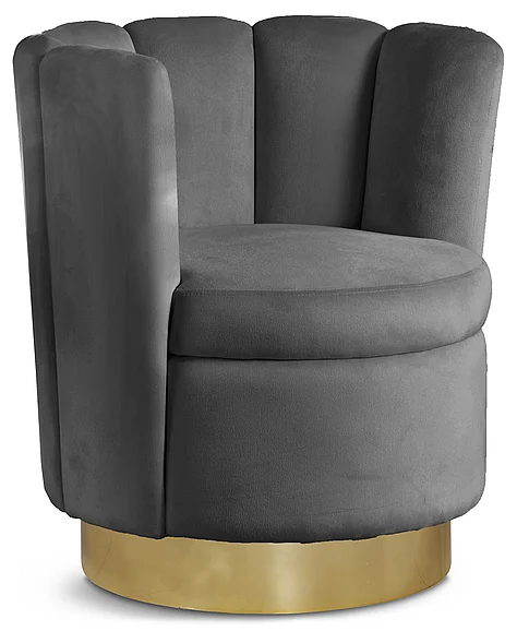 Meridian Lily Velvet Accent Chair in Grey Velvet 578Grey