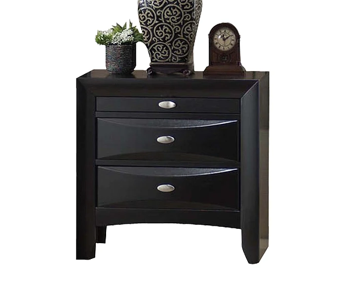 Acme Ireland 3-Drawer Nightstand in Black with Pull-out Tray 04163