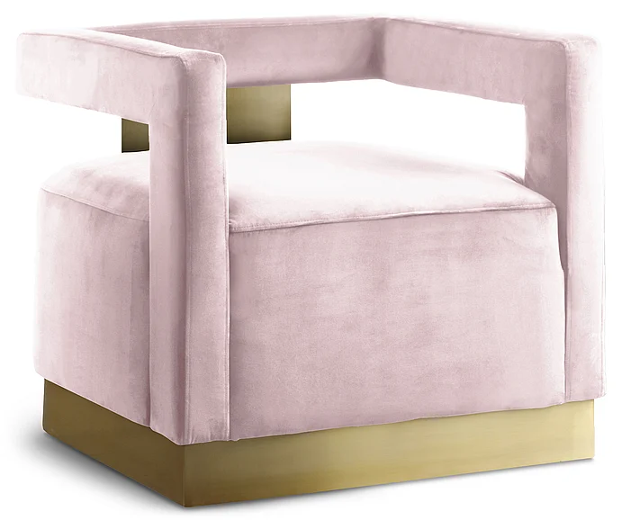 Meridian Armani Velvet Accent Chair in Pink Velvet 597Pink