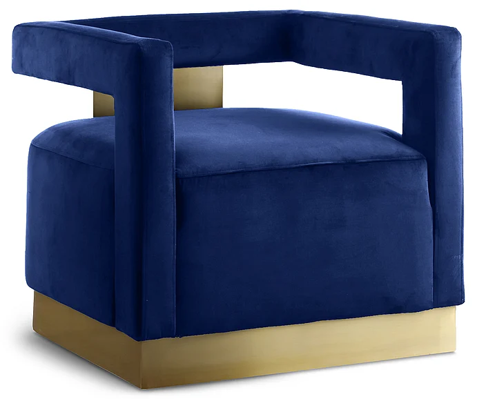 Meridian Armani Velvet Accent Chair in Navy Velvet 597Navy