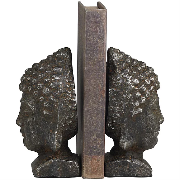 UMA Black Metal Buddha Distressed Decorative Bookends, Set of 2 4W, 6H | 32685 CLOSEOUT
