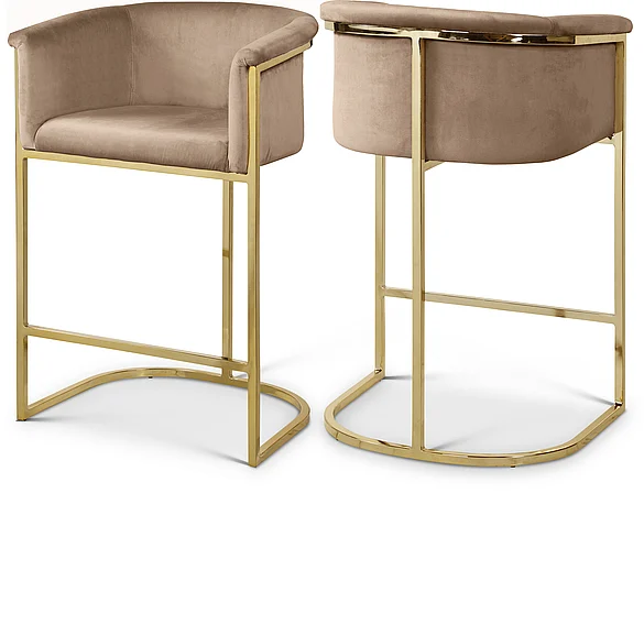 Meridian Donatella Velvet Counter Stool in Beige Velvet 700Beige-C