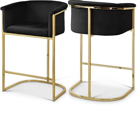 Meridian Donatella Velvet Counter Stool in Black Velvet 700Black-C